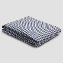 Indigo Small Gingham Cotton Fitted Sheet