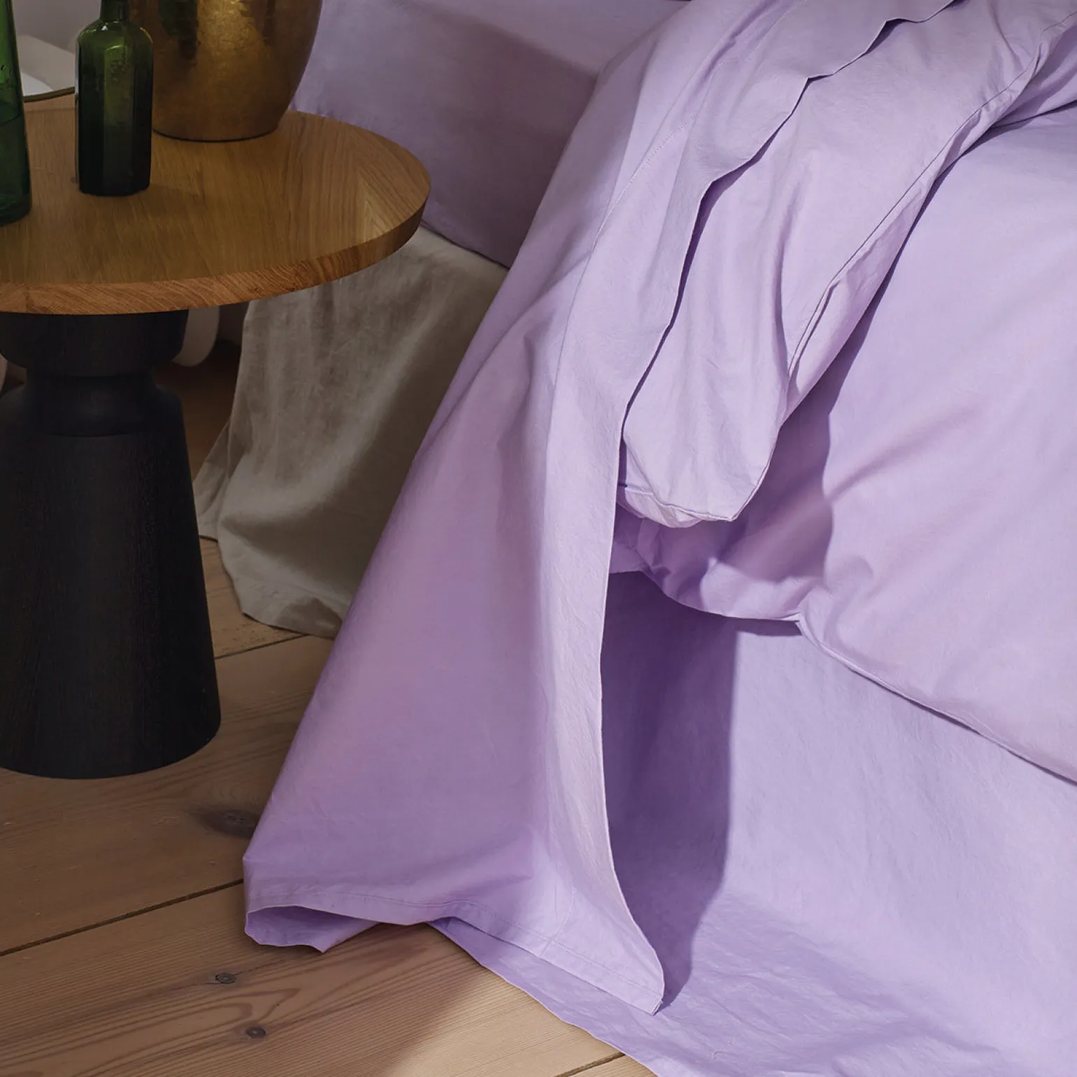Lavender Washed Cotton Percale Flat Sheet