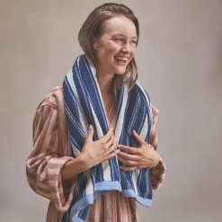 Marina Blue Shoreham Stripe Cotton Towels