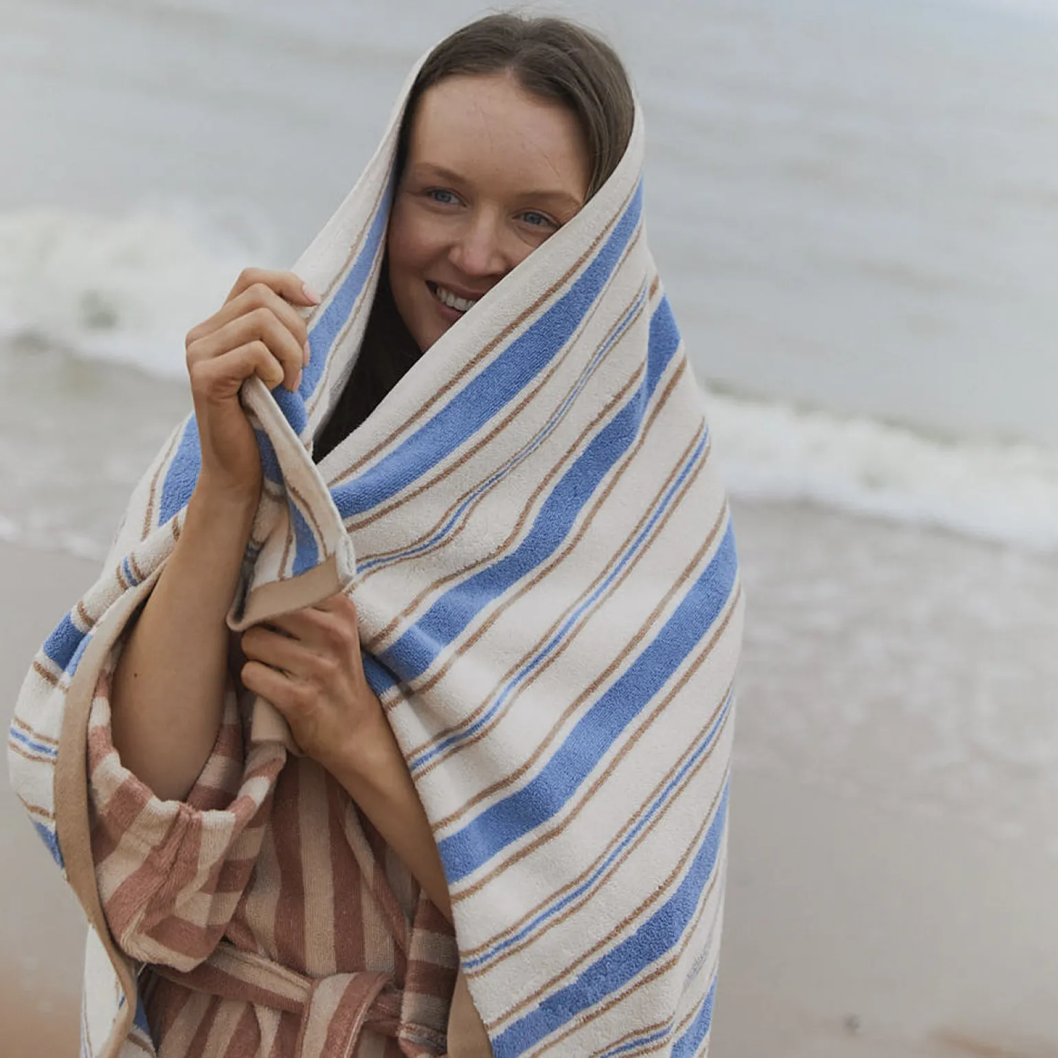 Meadow Blue Shoreham Stripe Cotton Towels