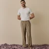 Men's Blue & Porcini Striped Linen Pajama Pants