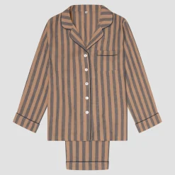 Men's Blue & Porcini Striped Linen Pajama Set