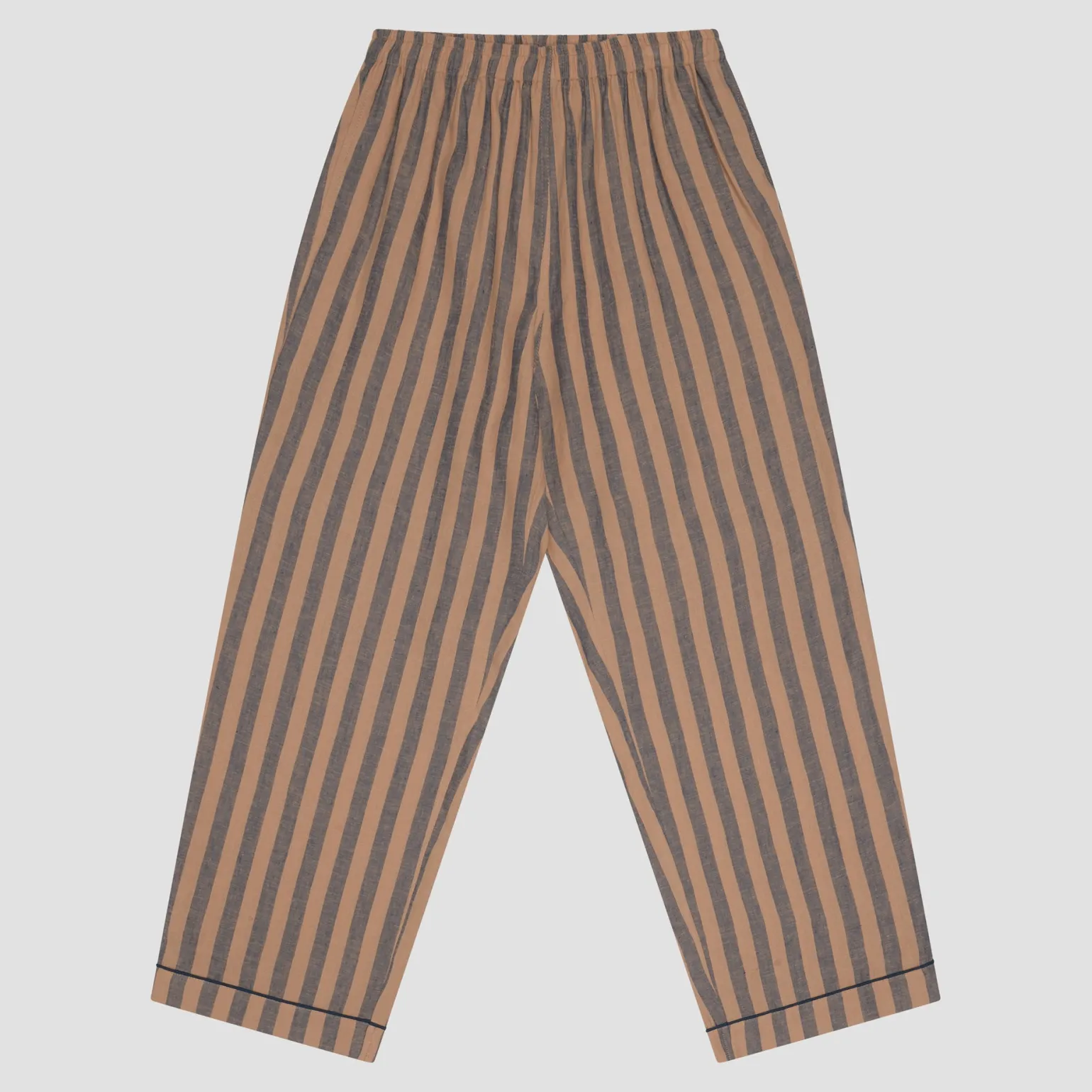 Men's Blue & Porcini Striped Linen Pajama Pants