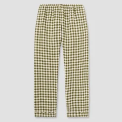 Men's Botanical Green Gingham Linen Pajama Pants