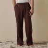Men's Conker Brown Linen Pajama Pants