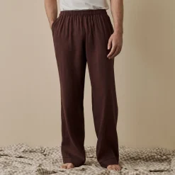 Men's Conker Brown Linen Pajama Pants