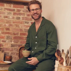 Men's Fern Green Linen Pajama Set