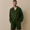 Men's Fern Green Linen Pajama Short Set