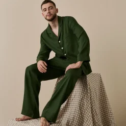 Men's Fern Green Linen Pajama Set