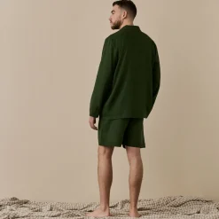 Men's Fern Green Linen Pajama Short Set