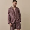 Men's Port & Woodrose Striped Linen Pajama Short Set