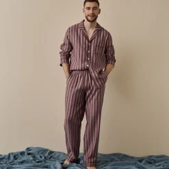 Men's Port & Woodrose Striped Linen Pajama Set