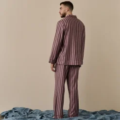 Men's Port & Woodrose Striped Linen Pajama Set