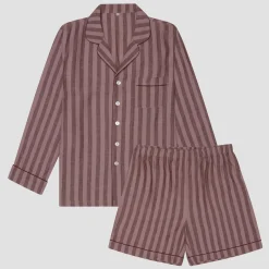 Men's Port & Woodrose Striped Linen Pajama Short Set