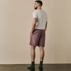 Men's Port & Woodrose Striped Linen Pajama Shorts