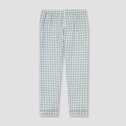 Men's Warm Blue Gingham Linen Pajama Pants