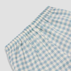 Men's Warm Blue Gingham Linen Pajama Pants
