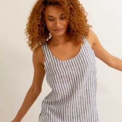 Midnight Stripe Linen Cami Top