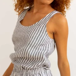 Midnight Stripe Linen Cami Top