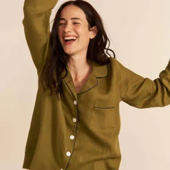 Moss Linen Pajama Shirt