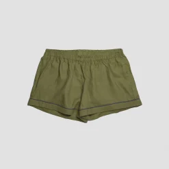 Moss Plain Linen Pajama Shorts Set