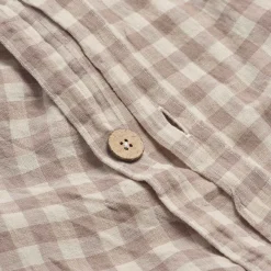 Mushroom Gingham 100% Linen Duvet Cover