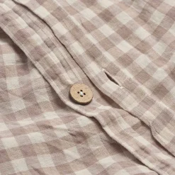 Mushroom Gingham Linen Blend Duvet Cover