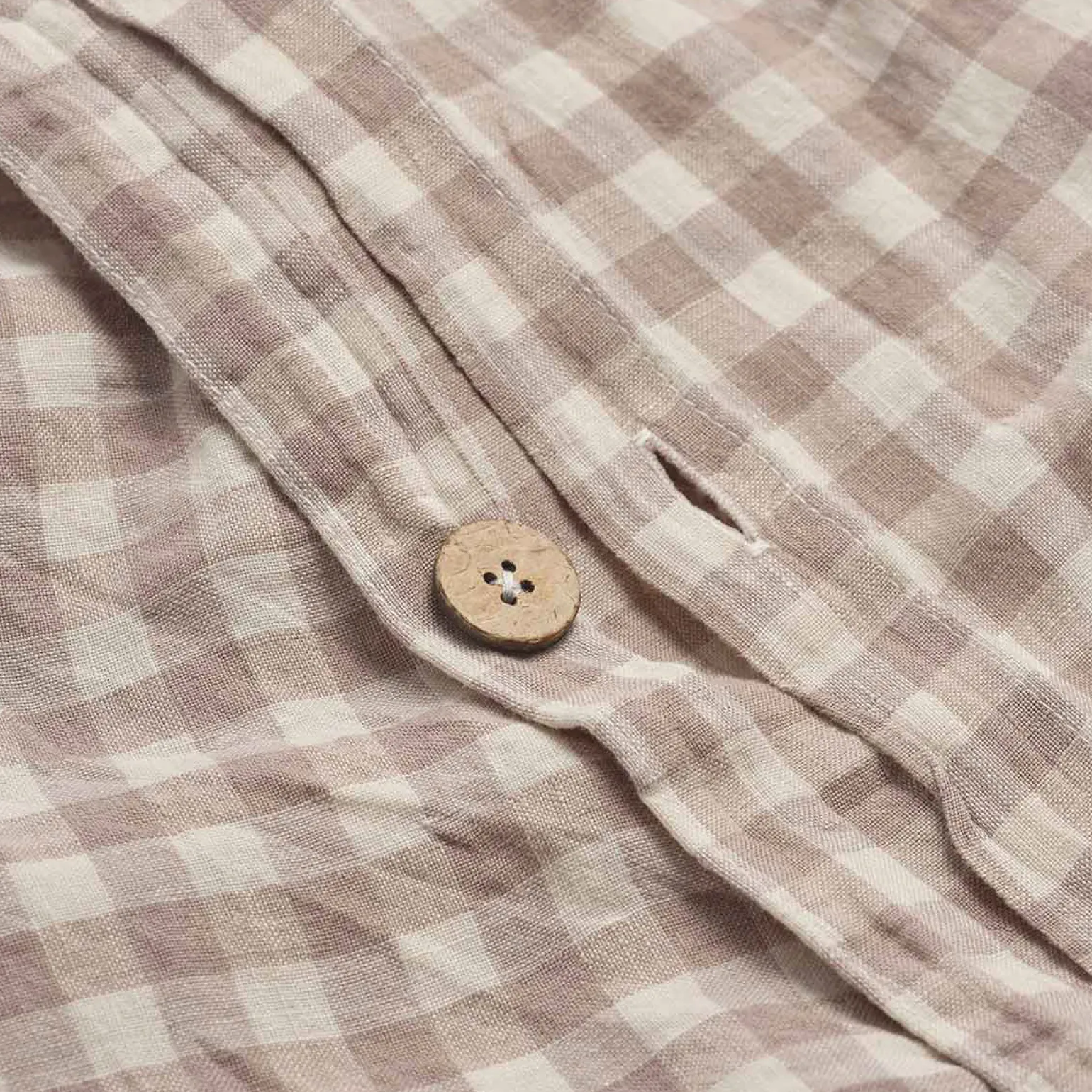 Mushroom Gingham Linen Blend Duvet Cover