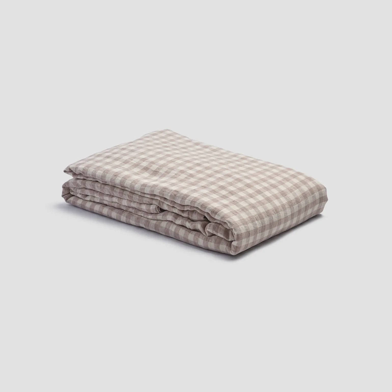 Mushroom Gingham Linen Blend Duvet Cover