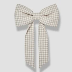 Mushroom Gingham Linen Bow