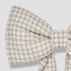 Mushroom Gingham Linen Bow