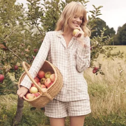 Mushroom Gingham Pajama Shorts Set
