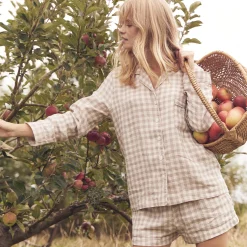 Mushroom Gingham Pajama Shorts Set