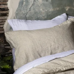 Oatmeal Stripe 100% Linen Pillowcases (Pair)