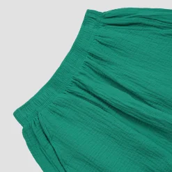 Ocean Green Cotton Gauze Women's Pajama Shorts Set