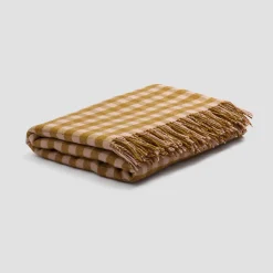 Ochre Gingham Wool Blanket