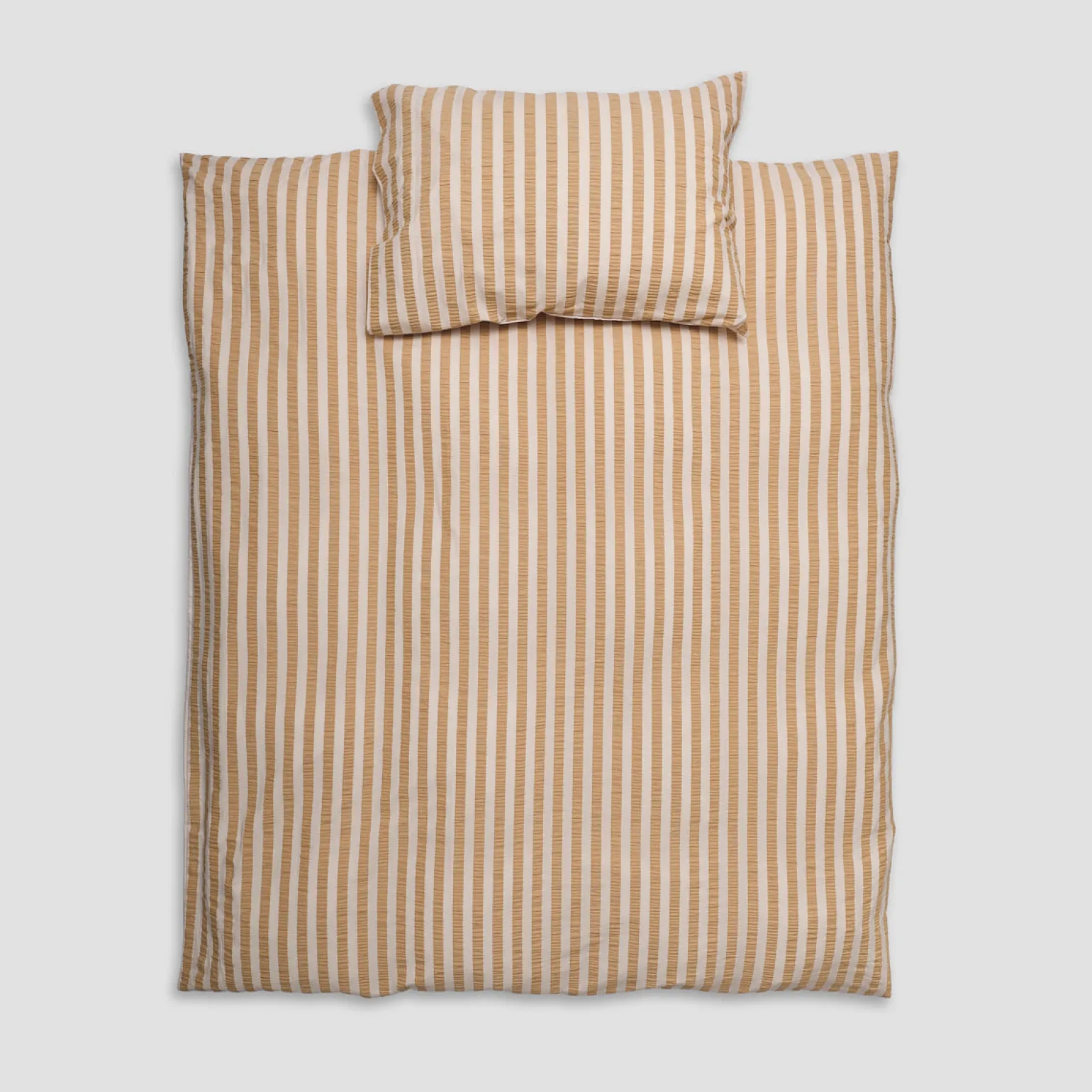 Ochre Seersucker Kids Stripe Cotton Bedding Set