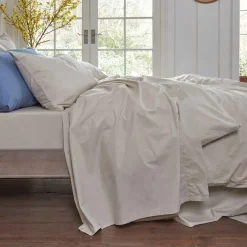 Parchment Washed Cotton Percale Flat Sheet