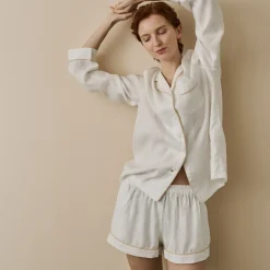 Pearl Linen Pajama Shorts Set
