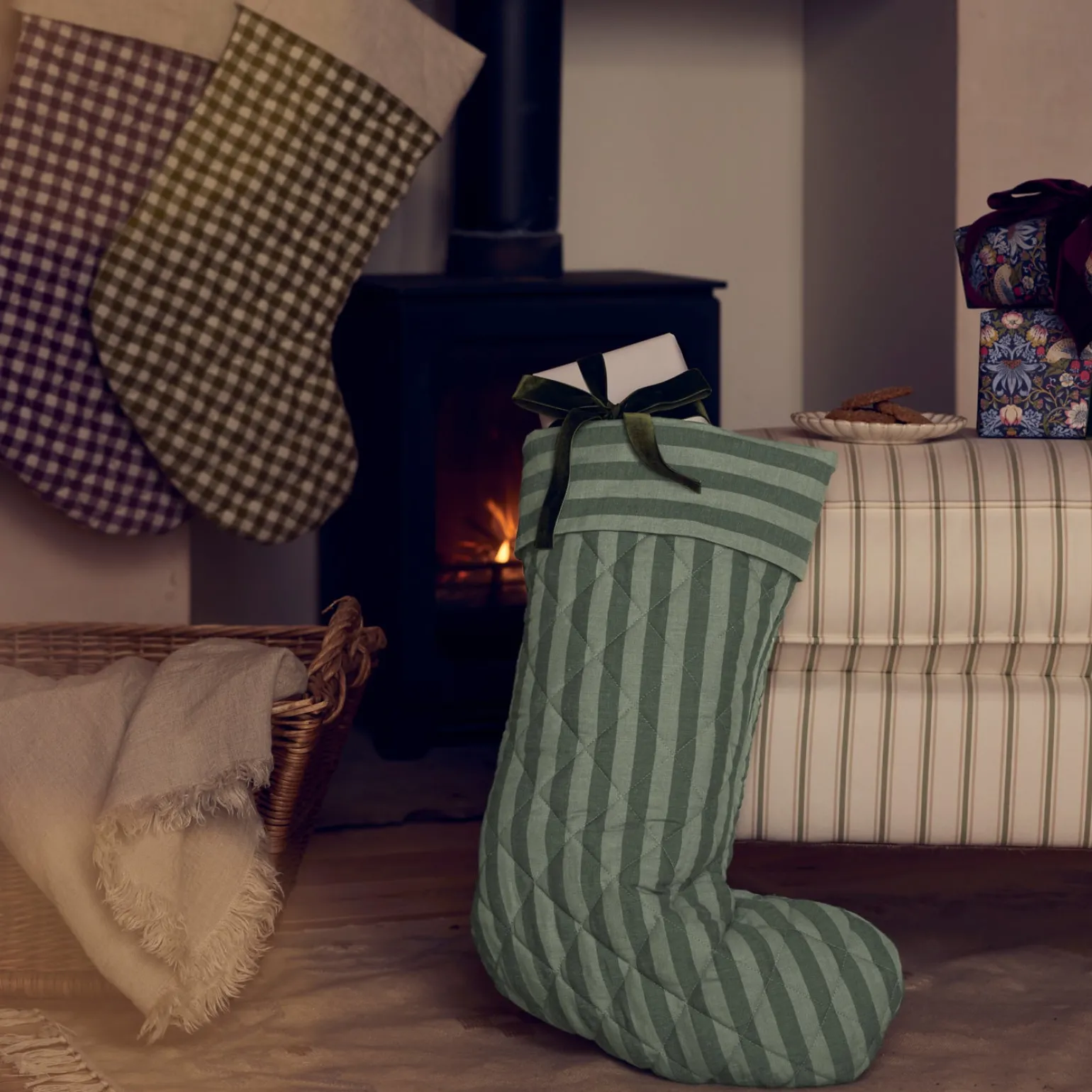 Pine Green Pembroke Stripe Christmas Stocking
