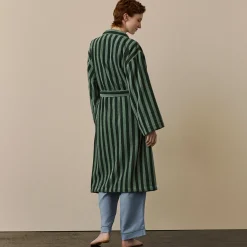 Pine Green Pembroke Stripe Cotton Robe