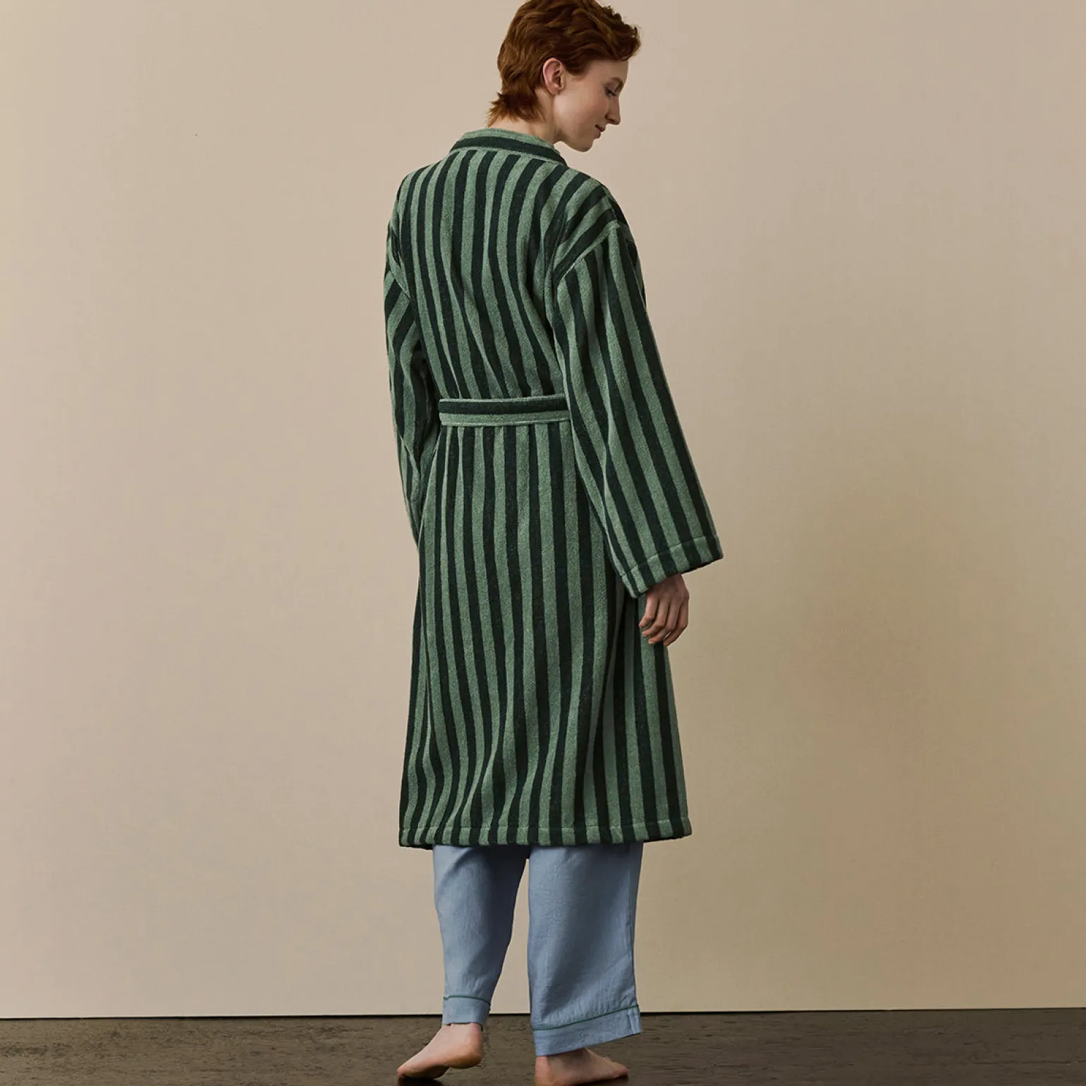 Pine Green Pembroke Stripe Cotton Robe