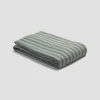 Pine Green Stripe 100% Linen Duvet Cover