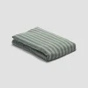 Pine Green Stripe 100% Linen Flat Sheet