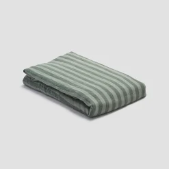 Pine Green Stripe 100% Linen Flat Sheet