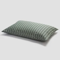 Pine Green Stripe 100% Linen Pillowcases (Pair)