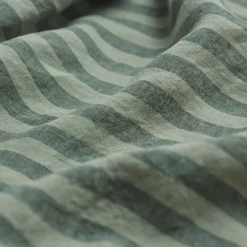 Pine Green Stripe 100% Linen Flat Sheet