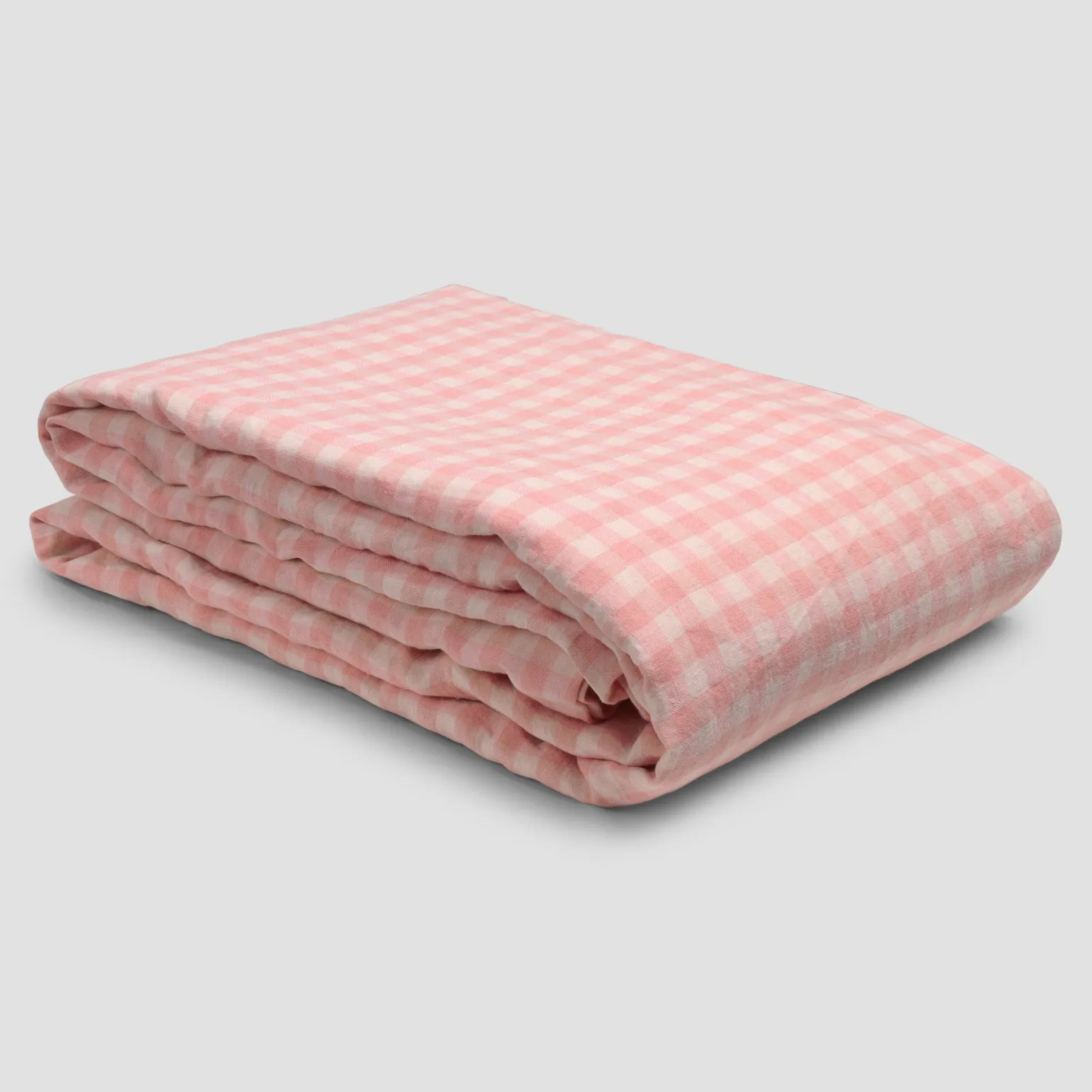 Pink Bloom Gingham 100% Linen Duvet Cover