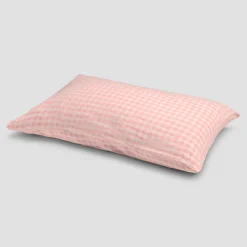 Pink Bloom Gingham 100% Linen Pillowcases (Pair)