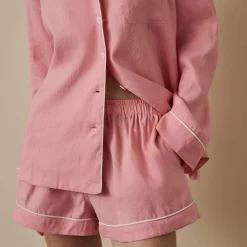 Pink Bloom Linen Pajama Shorts